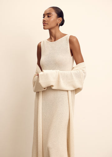 MANOLO sequin knit dress, champagne