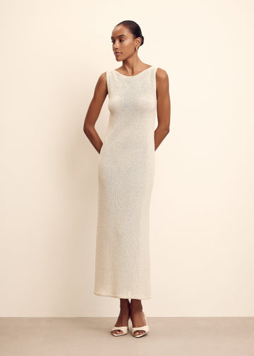 MANOLO sequin knit dress, champagne