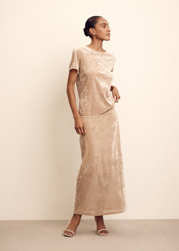 DALIYA T-Shirt with velvet texture, powder