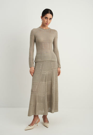 SELINE crochet set, gray-beige