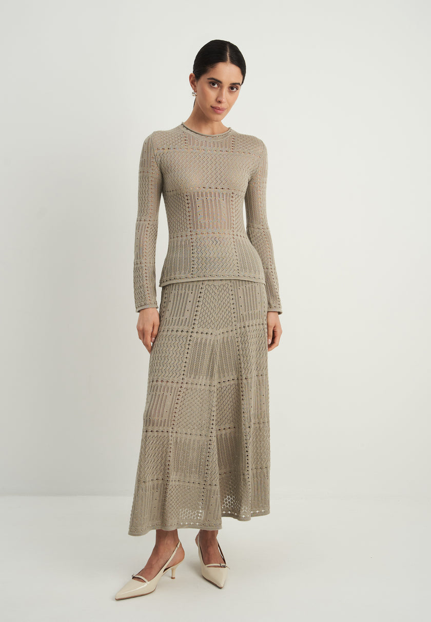 SELINE crochet set, gray-beige