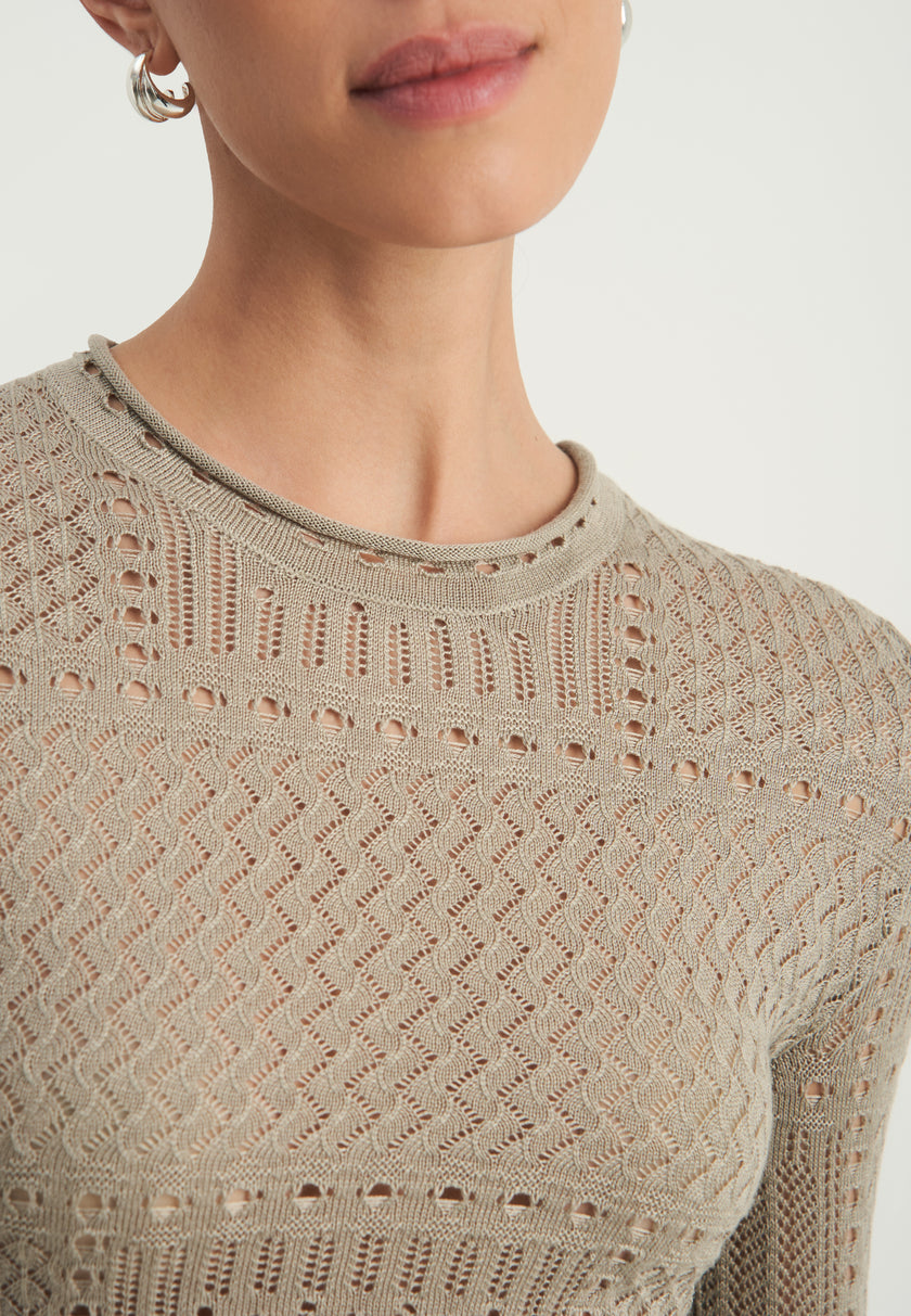 SELINE crochet set, gray-beige