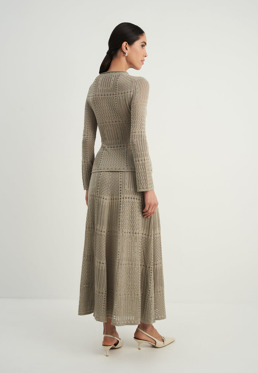 SELINE crochet set, gray-beige