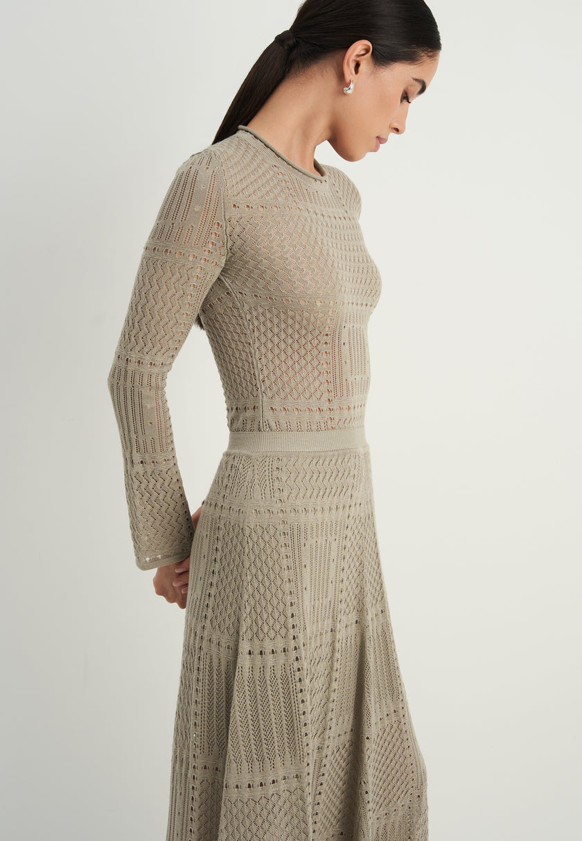 SELINE crochet set, gray-beige