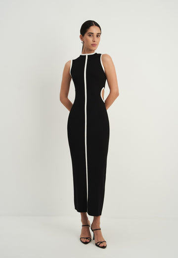 RENEE side-cutout dress, black