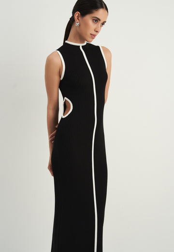 RENEE side-cutout dress, black