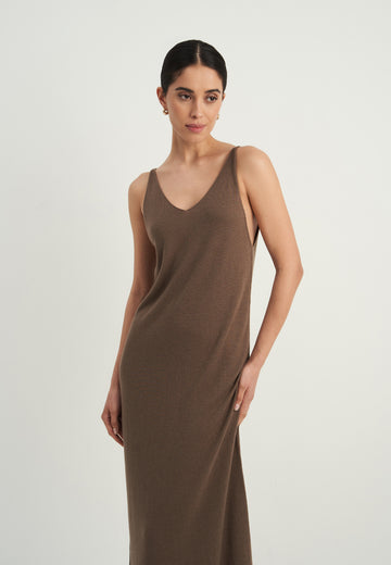 NARINA cashmere-blend dress, warm gray