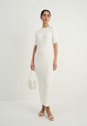 ELLA ribbed knit dress, milk