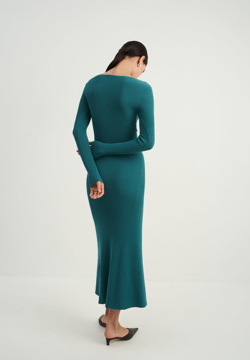 PETRA long sleeve dress, sea wave