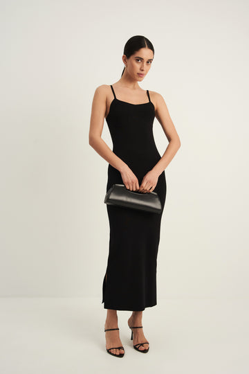 KENDALL thin-strap dress, black