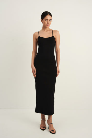KENDALL thin-strap dress, black