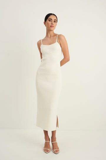 KENDALL thin-strap dress, ivory