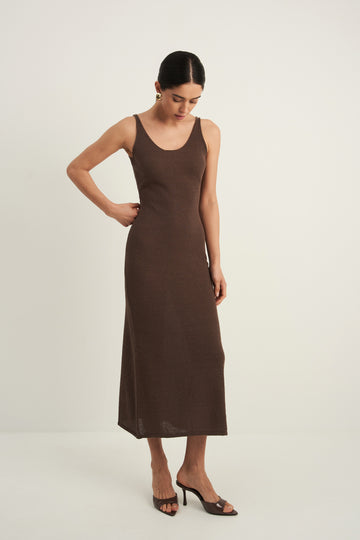 FLUFFY boucle dress, taupe