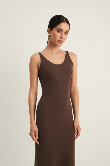 FLUFFY boucle dress, taupe