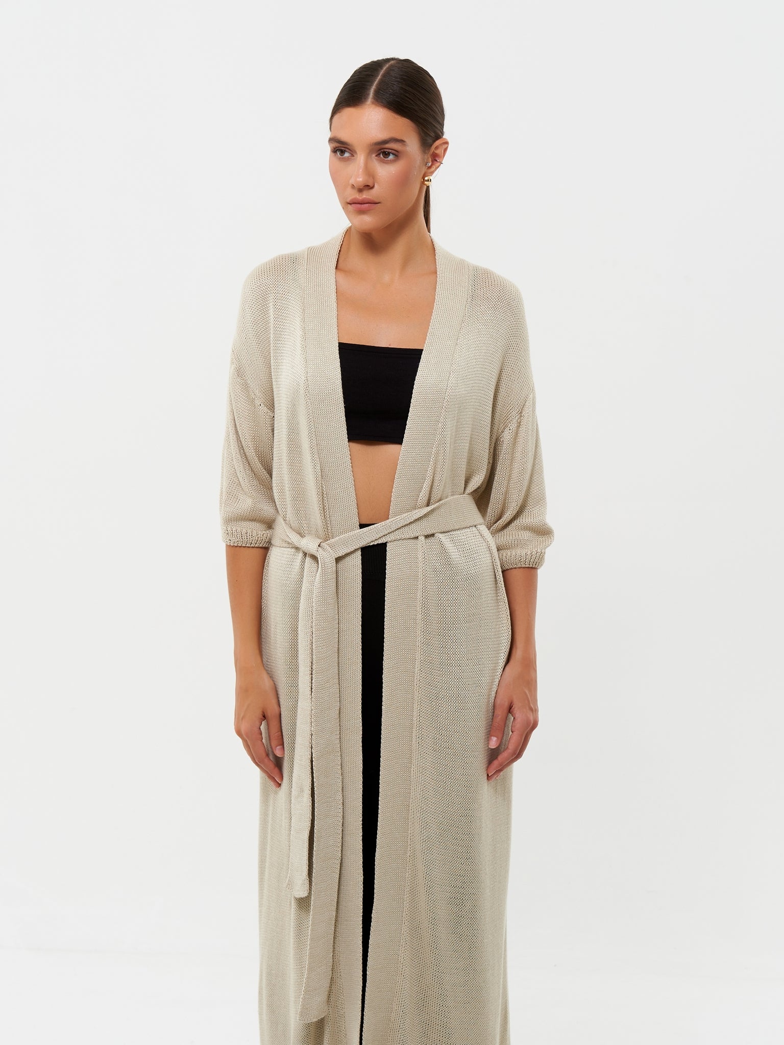 MOREON 3/4 sleeve cardigan, light beige