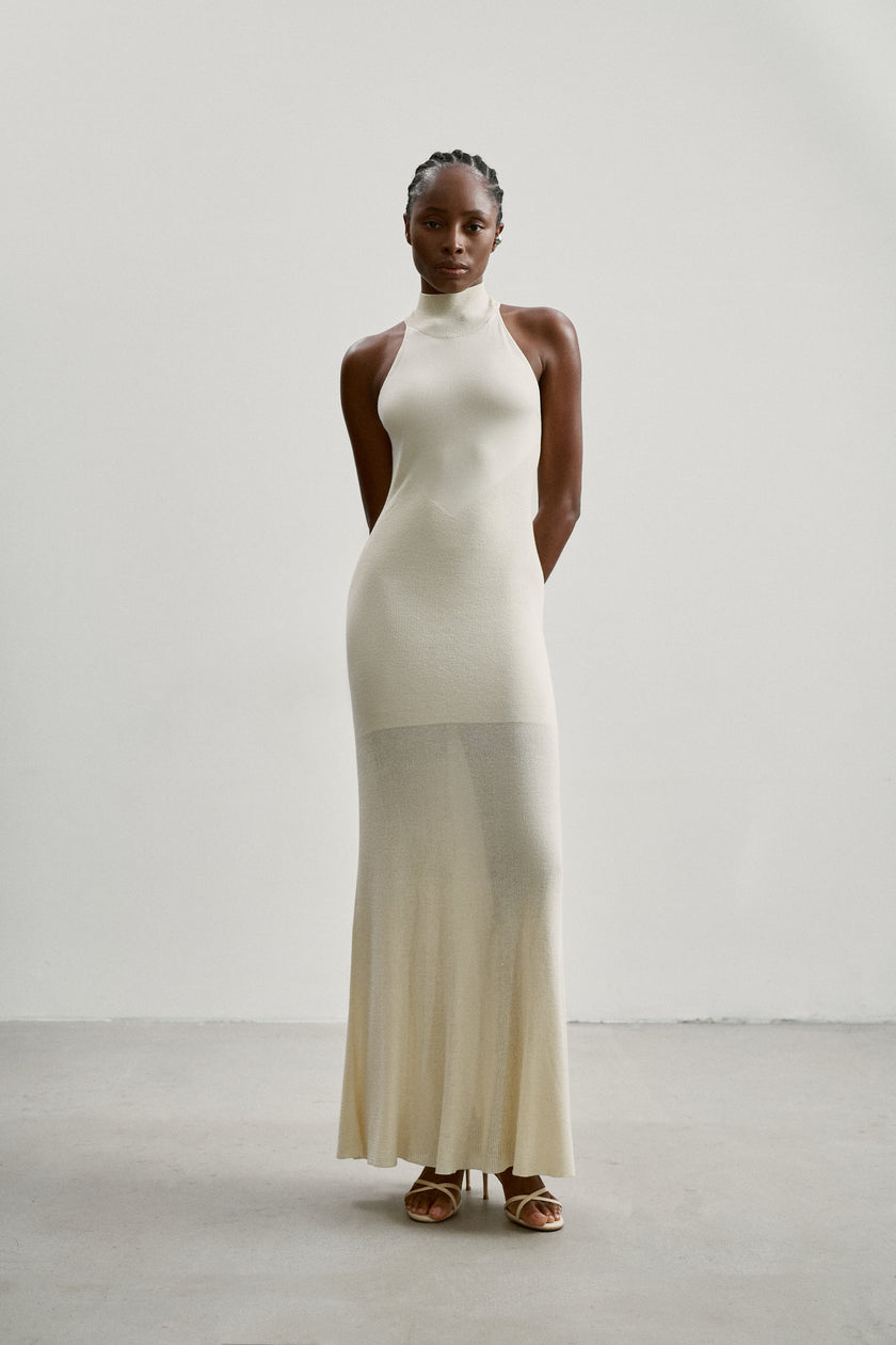 ESSENTIAL open-back dress, milk