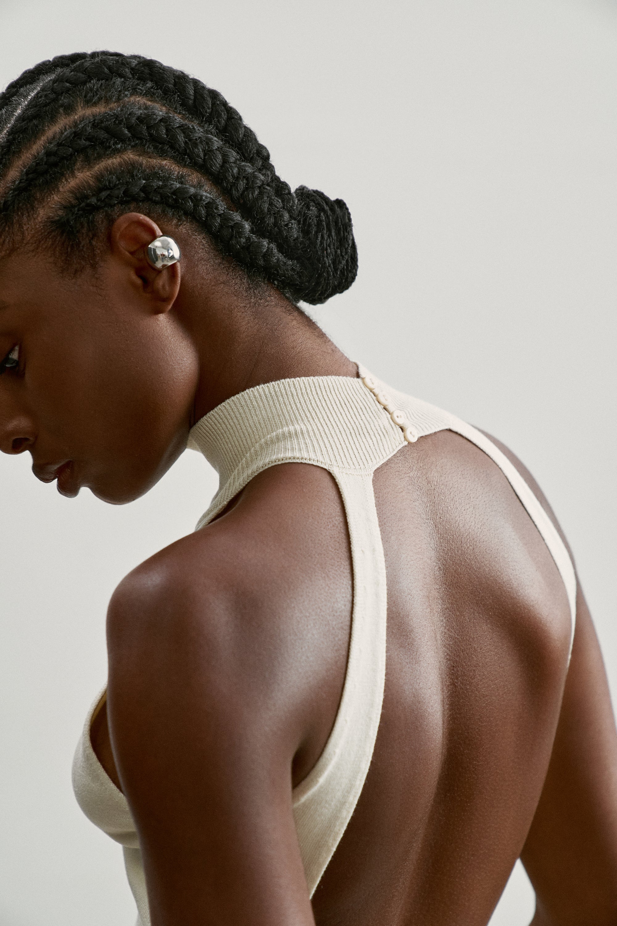 ESSENTIAL open-back dress, milk