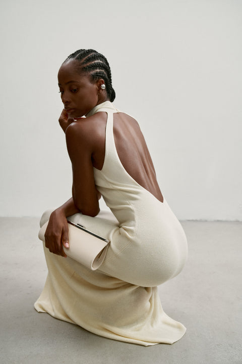 ESSENTIAL open-back dress, milk