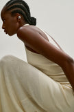 ESSENTIAL open-back dress, milk