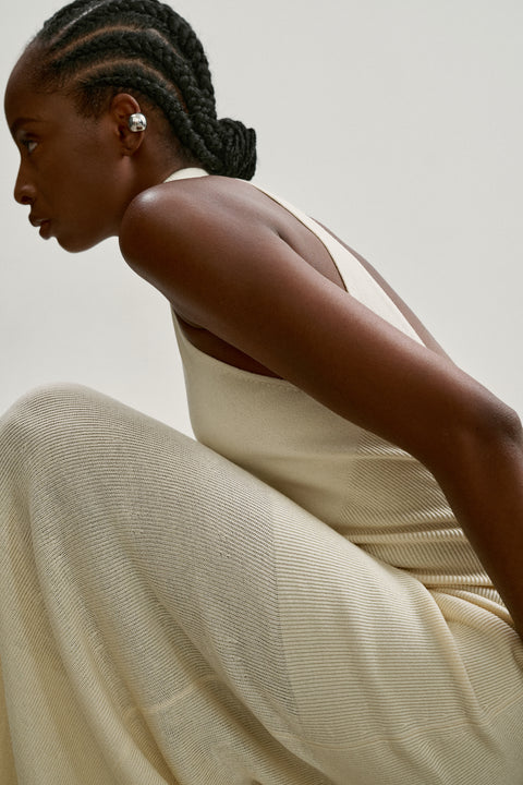 ESSENTIAL open-back dress, milk