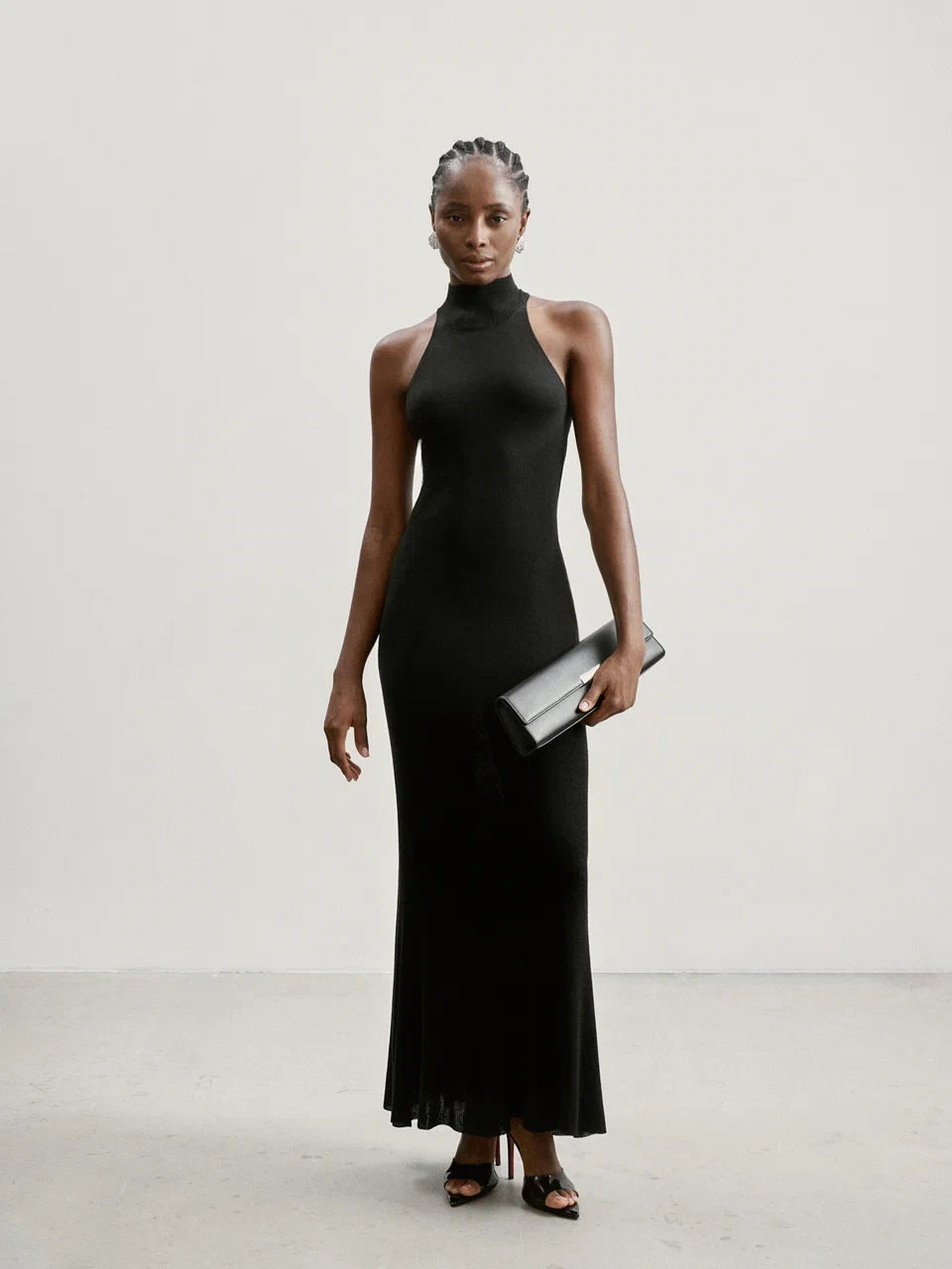 ESSENTIAL open-back dress, black