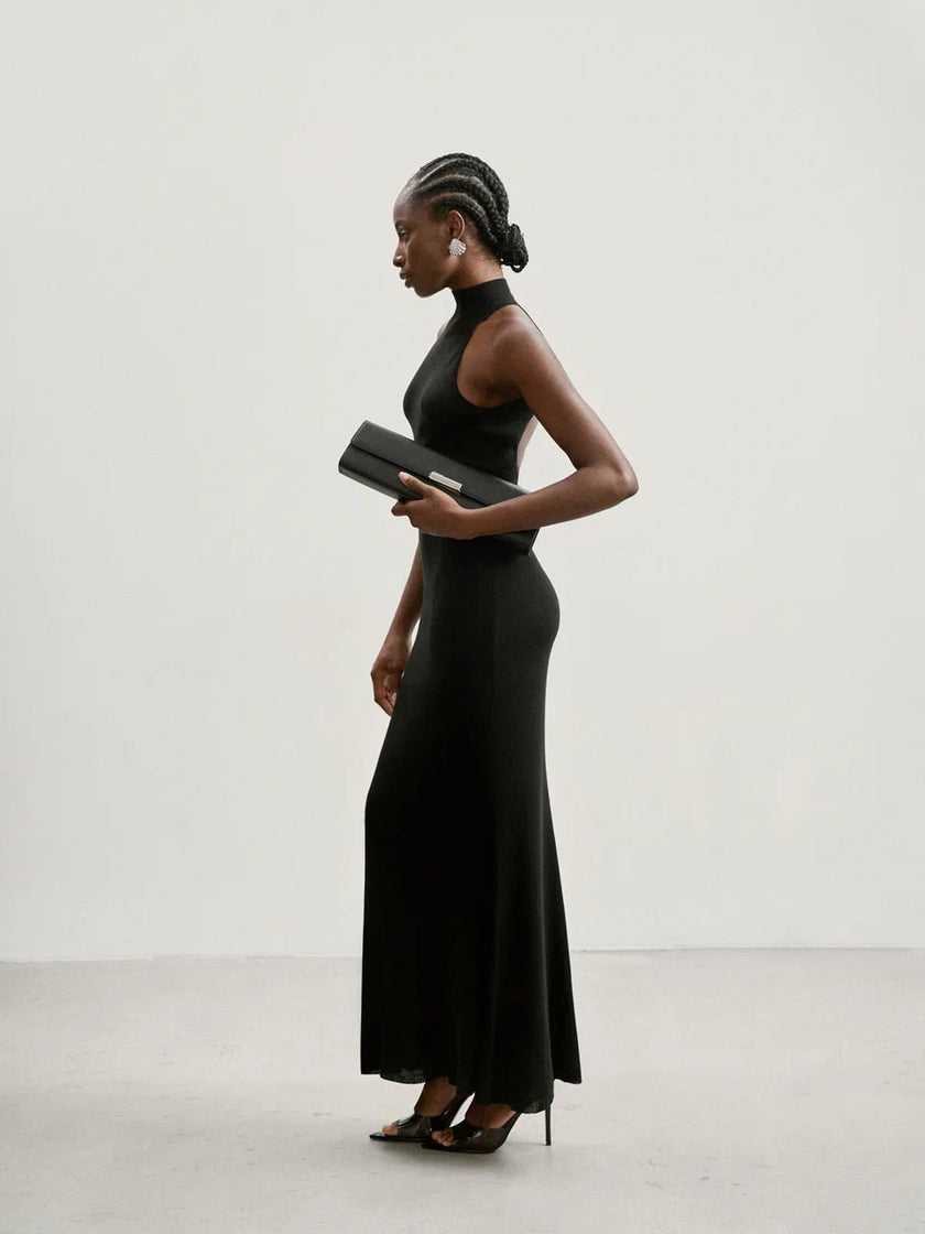 ESSENTIAL open-back dress, black