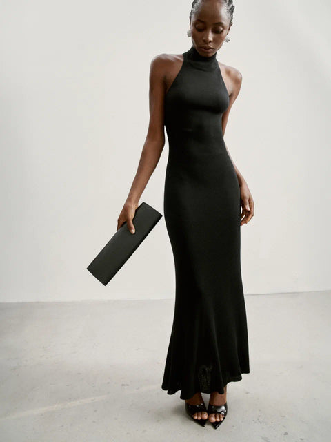 ESSENTIAL open-back dress, black