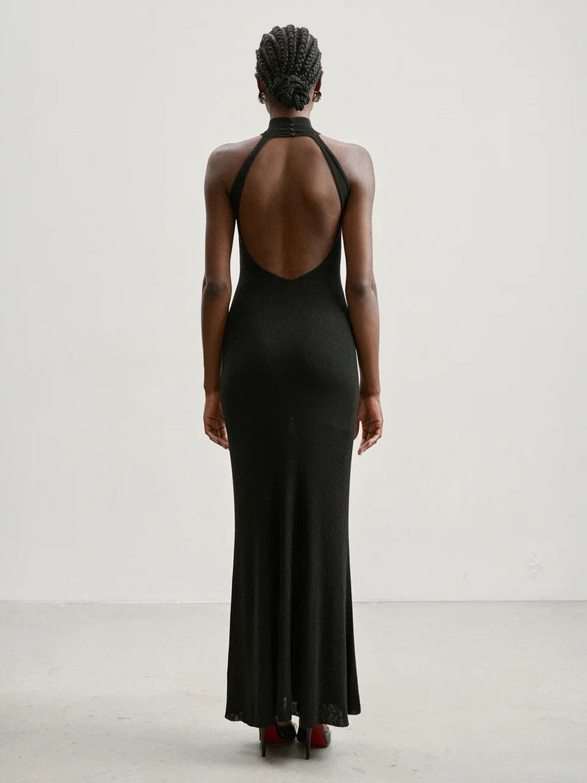 ESSENTIAL open-back dress, black