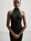 ESSENTIAL open-back dress, black