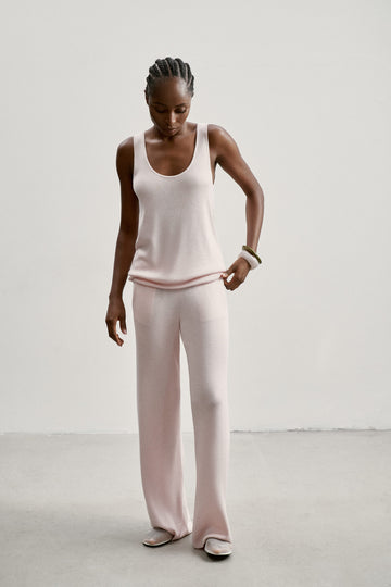Essential relaxed fit knit pants in viscose, pink
