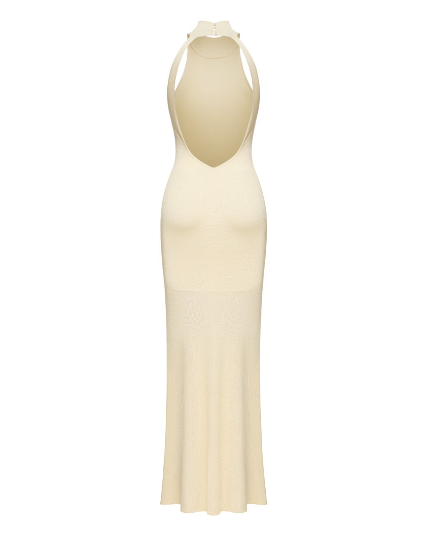 ESSENTIAL open-back dress, milk