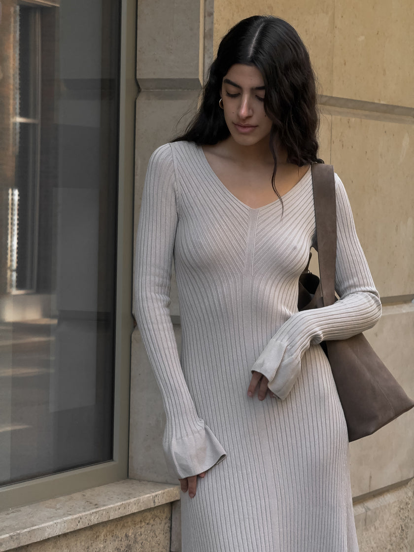 NORA long sleeve dress, latte