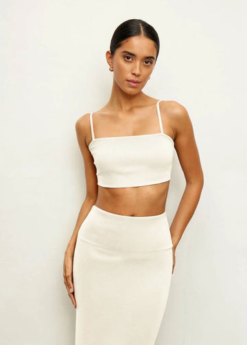 MOLLY bandeau top in merino wool, milk