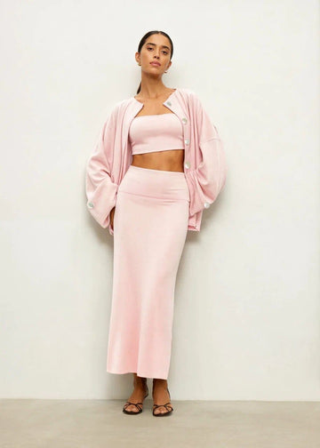 MOLLY bandeau top in merino wool, pink