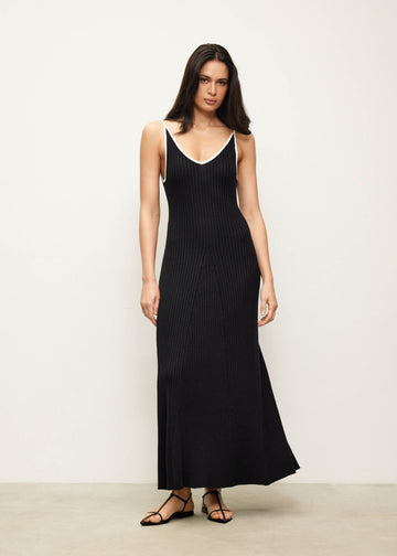 COLETTE contrast-piping open-back dress, black