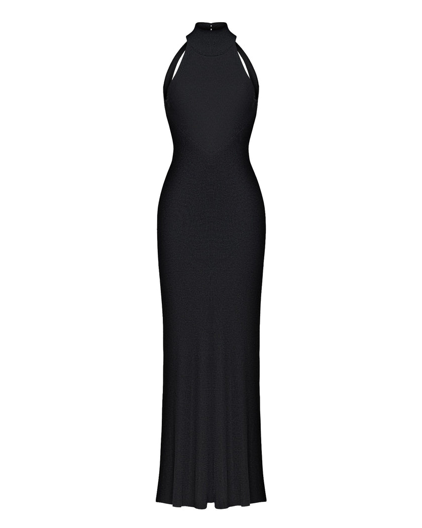ESSENTIAL open-back dress, black
