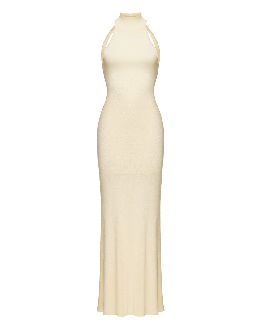 ESSENTIAL open-back dress, milk