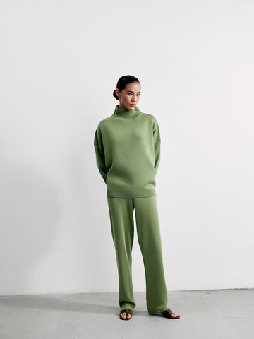 WEEKEND straight leg high waist merino wool pants, green