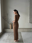 ERIKA dress with long sleeves, caramel