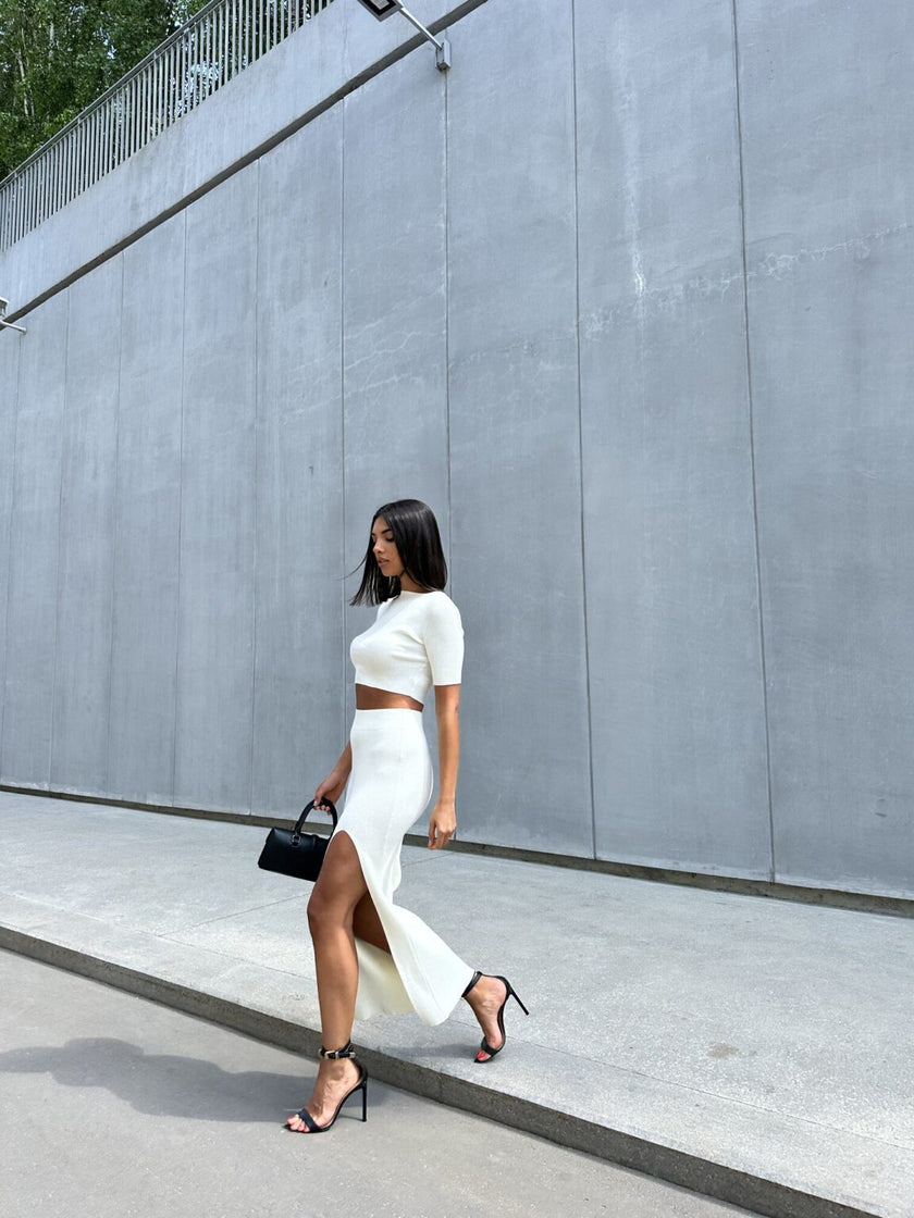 PETRA slit skirt, ivory