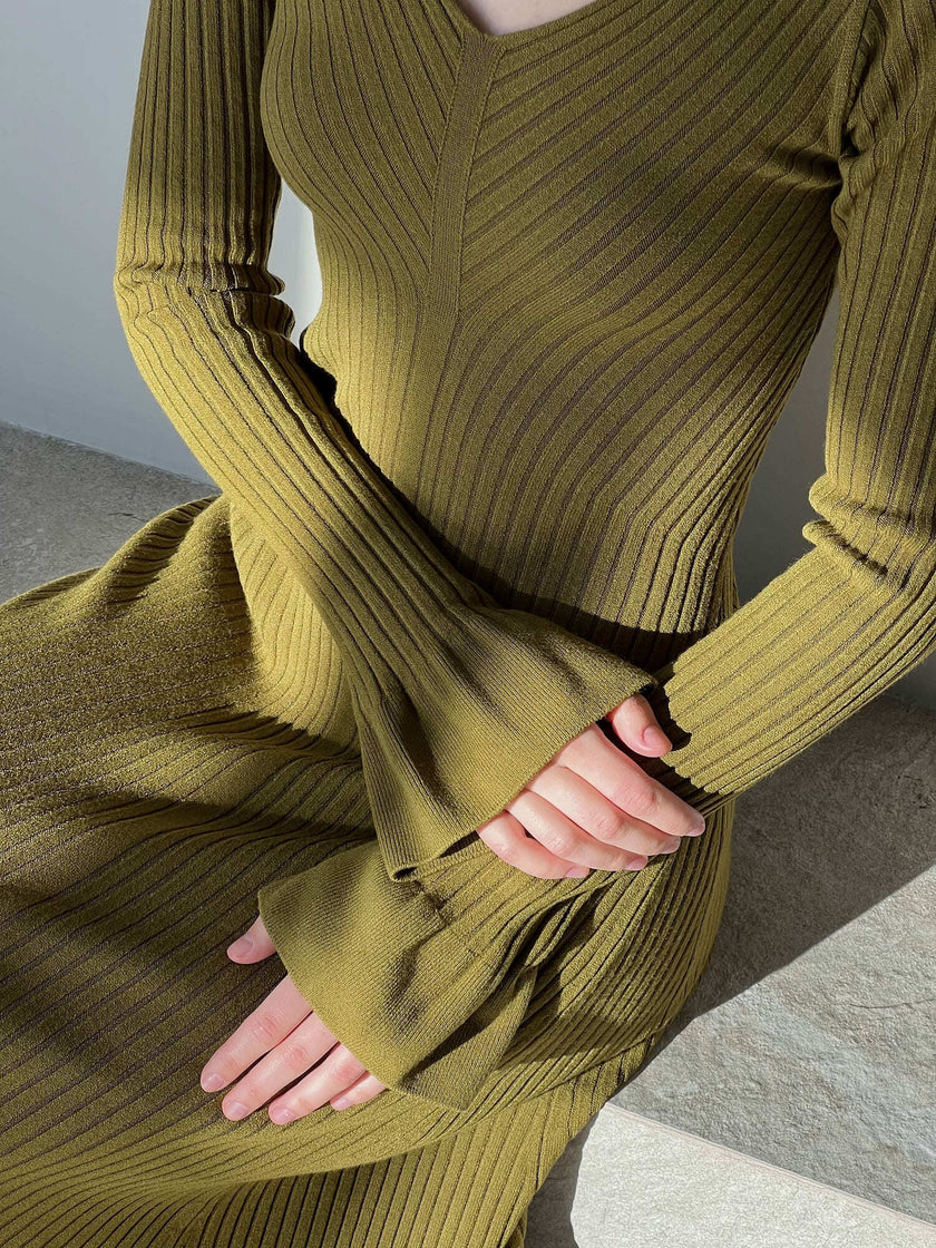 NORA long sleeve dress, olive