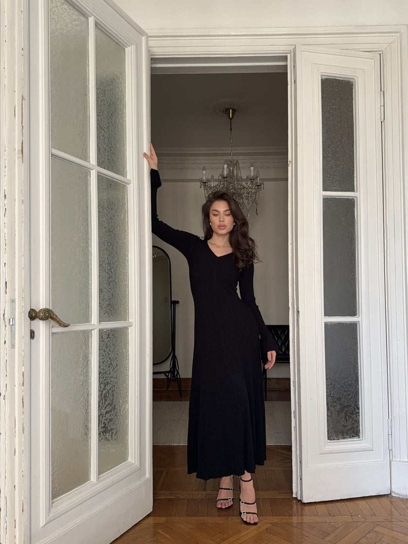 NORA long sleeve dress, black