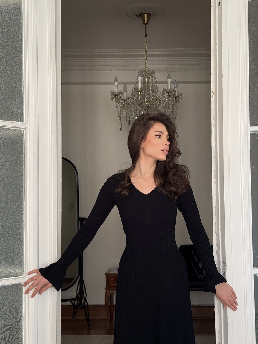 NORA long sleeve dress, black