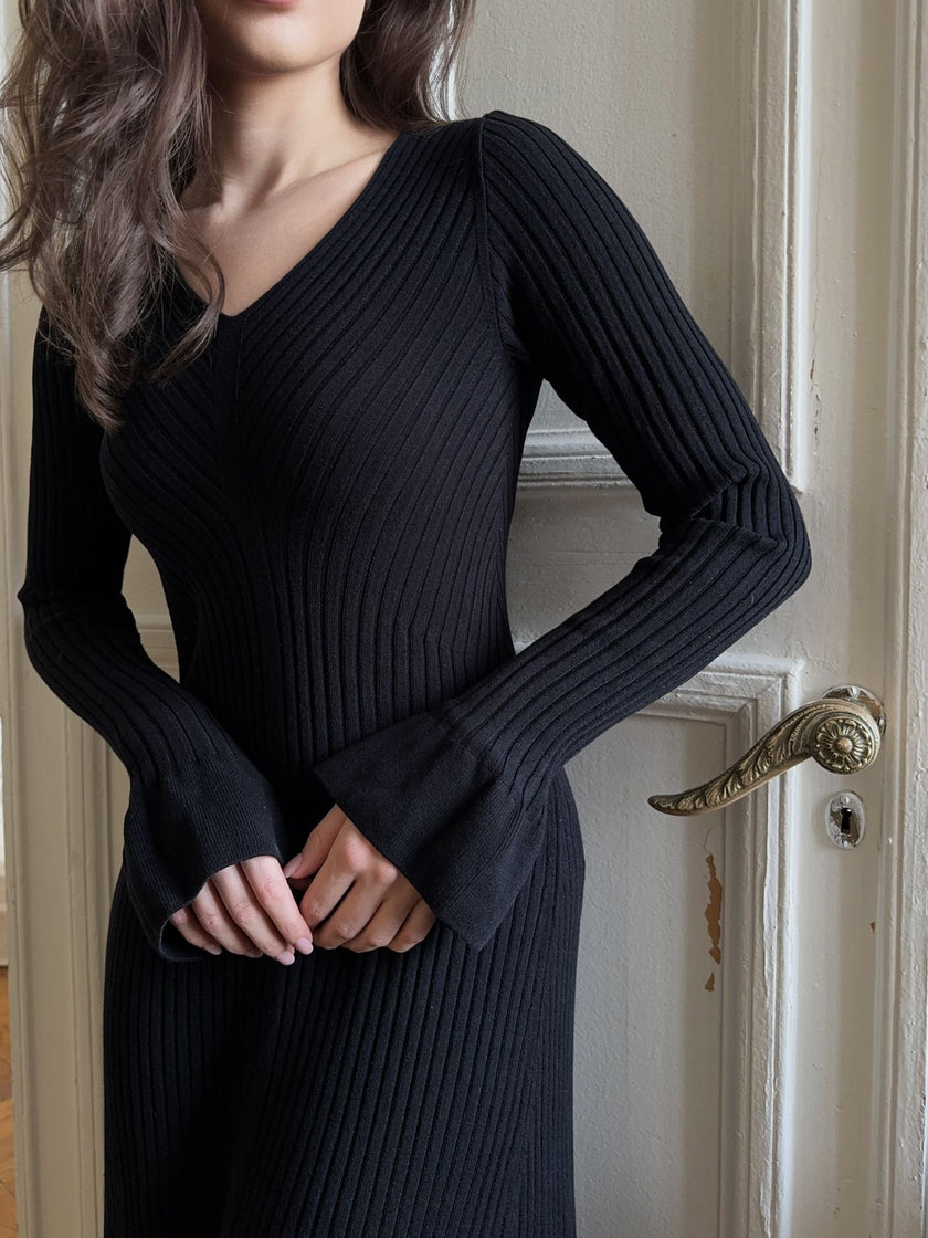 NORA long sleeve dress, black