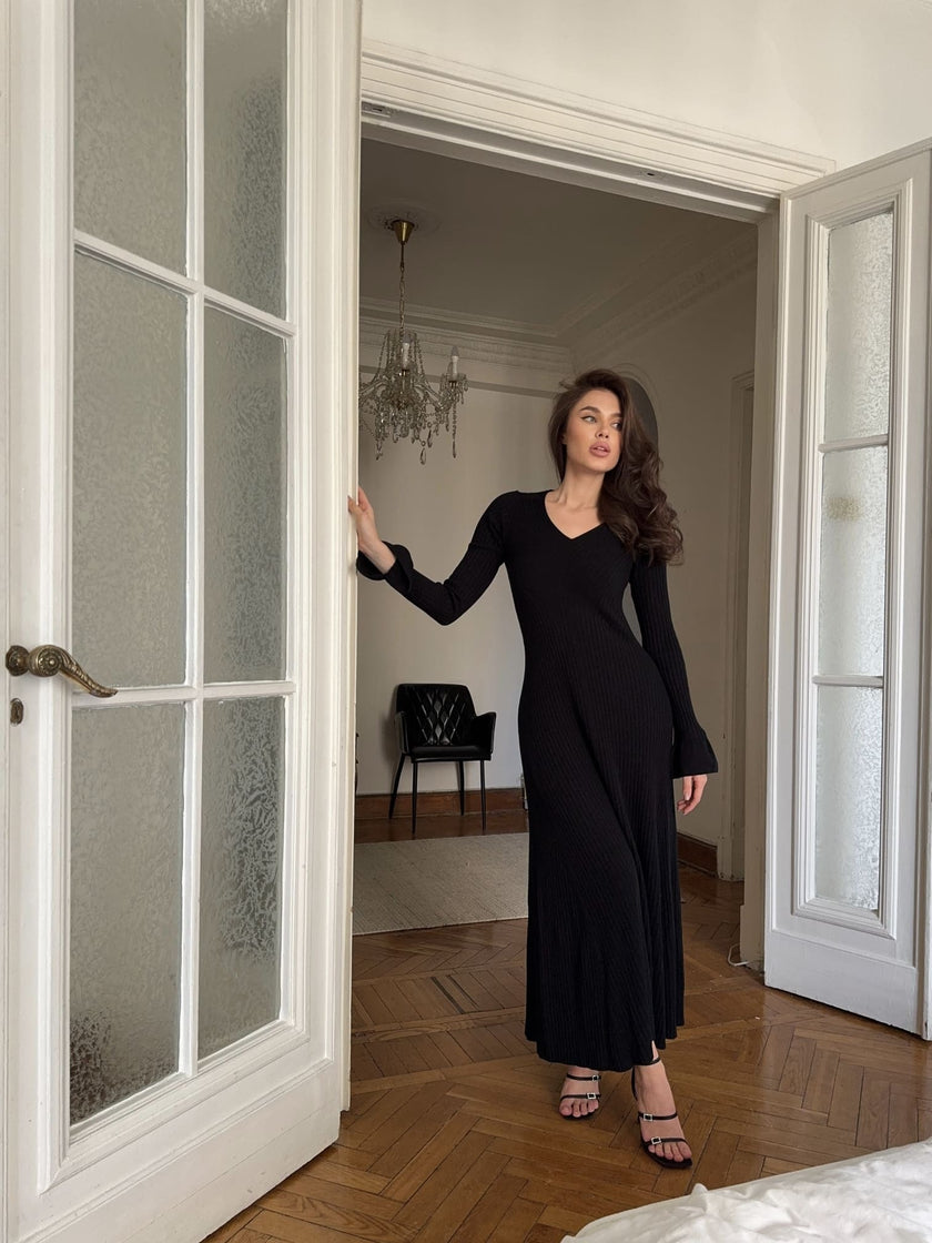 NORA long sleeve dress, black