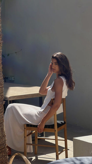 SAVANNAH textured-hem skirt, cream