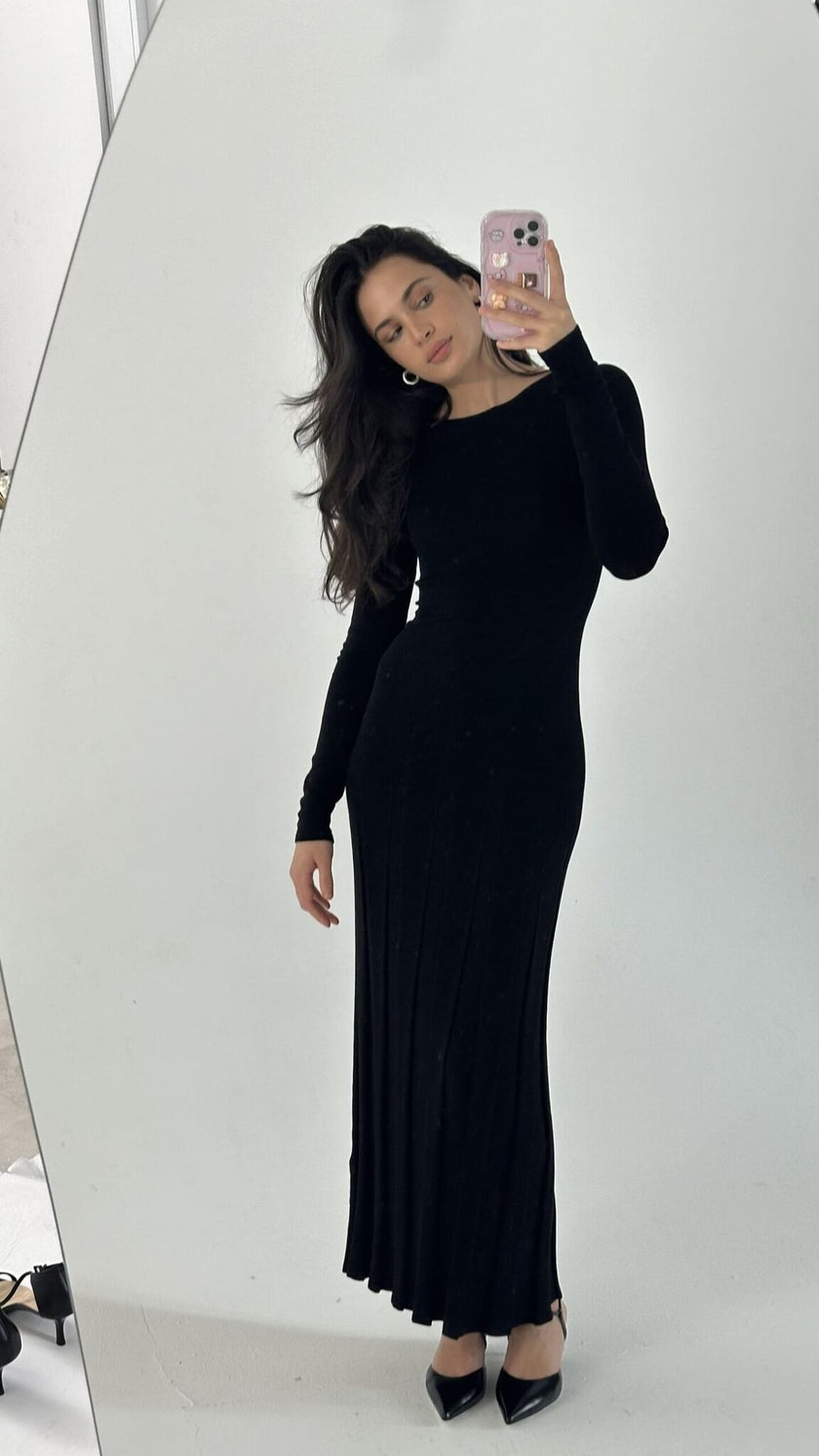 ERIKA dress with long sleeves, black