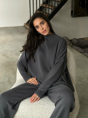 WEEKEND high neck merino wool sweater, graphite