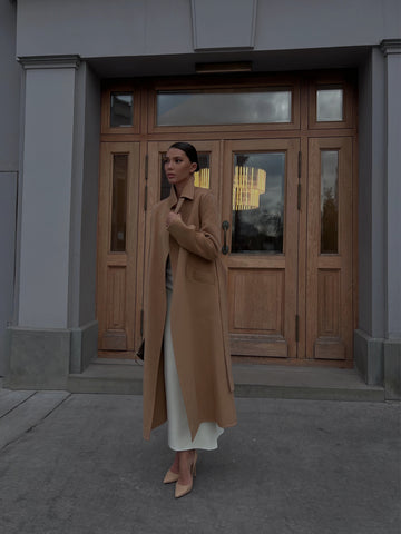 ELLI wool wrap coat, camel