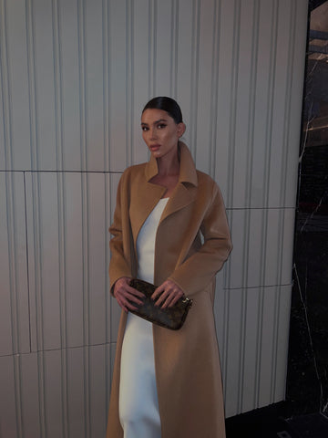 ELLI wool wrap coat, camel